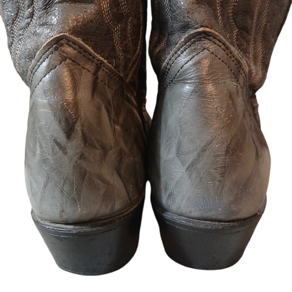 Vintage Texas Boot Co. Men's Gray Leather Cowboy Boots Silver Tip size 10 - Picture 7 of 16